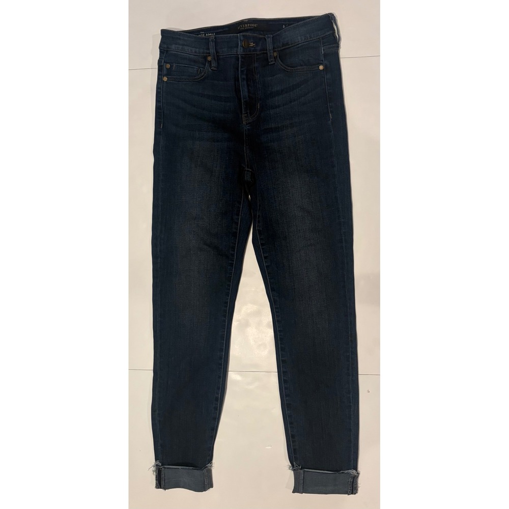 Liverpool Los Angeles High Rise Ankle Skinny Jeans Dark Wash Raw Hem Size 6 / 28